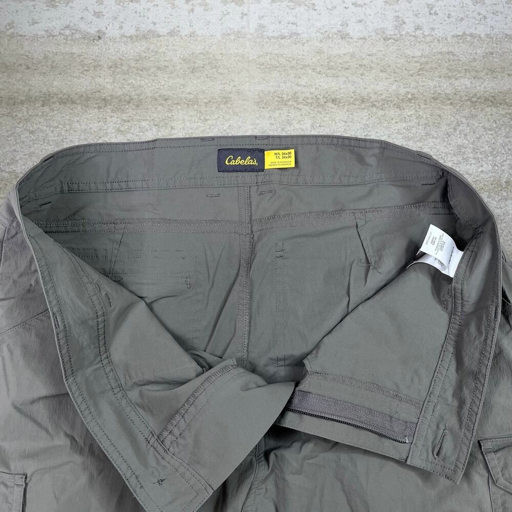 Vintage Y2K Cabelas Hiking Pants 34x30 Baggy Wide Leg Fit Grey Polyester - Picture 4 of 4